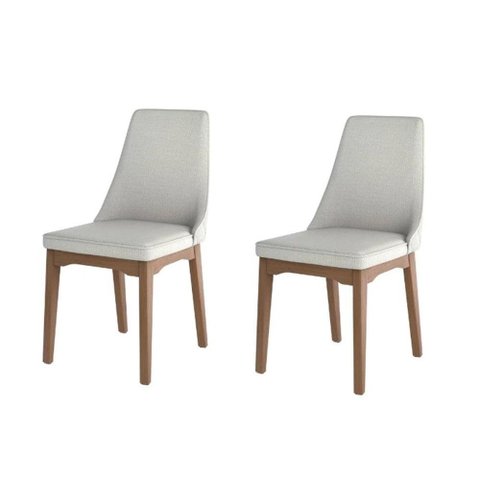 Kit 2 Cadeira Elsie Matelasse Linho Base Natural 45cm - 70697