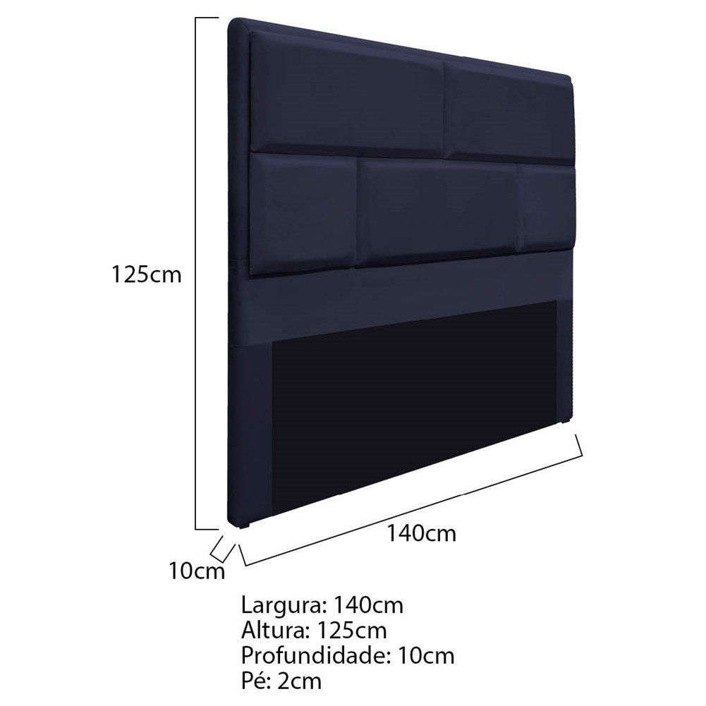 Cabeceira Casal Brick P02 140 cm para cama Box Corano Azul Marinho - Amarena Móveis - 4