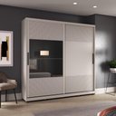 Ver imagem 1 de Guarda Roupa de Casal Grande 2 Portas de Correr 235x237 cm Cinza MDF Casamia