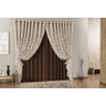 Cortina Janela Royalle 2,00x1,70 Tecido Renda Floral Ilhós - Marrom - 1