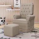 Ver imagem 2 de Kit 02 Poltronas de Amamentação e Descanso Com Balanço Laís G05 Veludo Bege - Mpozenato