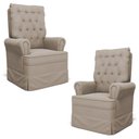 Ver imagem 1 de Kit 02 Poltronas de Amamentação e Descanso Com Balanço Laís G05 Veludo Bege - Mpozenato