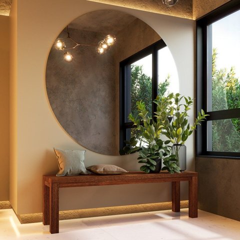 Banco para Sala de Jantar Hall de Entrada Quarto 100% Madeira Maciça Nature