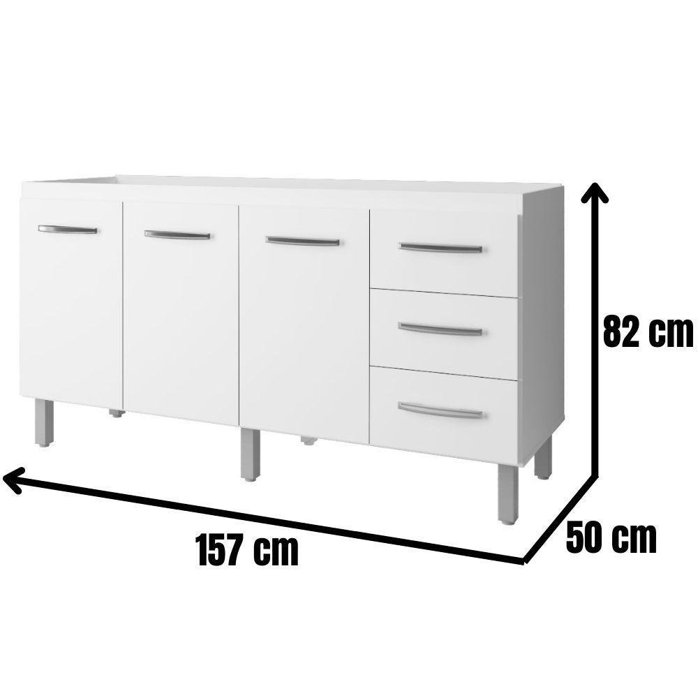 Balcão para Pia Emily 160 Cm Moblis Cor:branco - 4