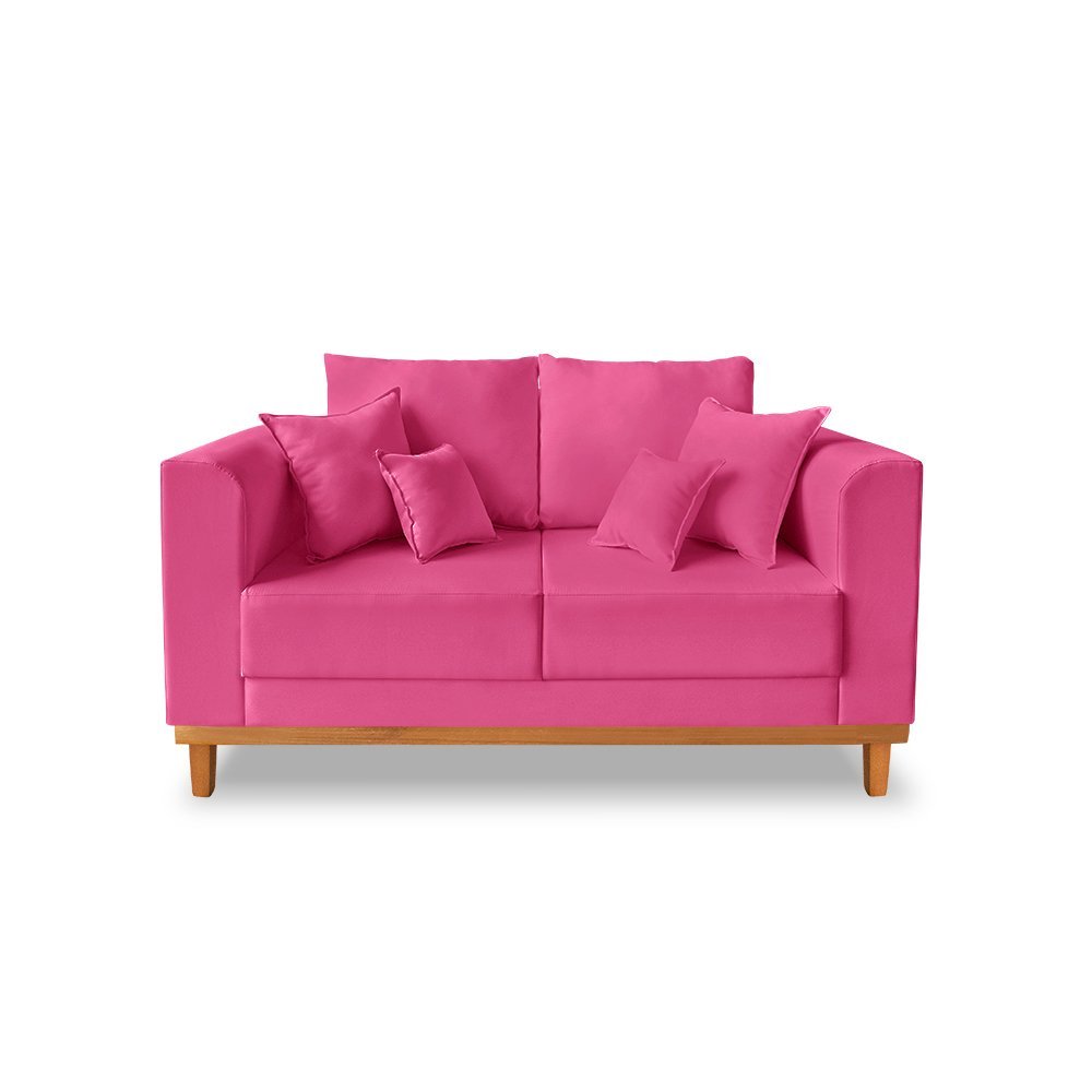 Sofá Vintage Viena 02 Lugares Para Recepção Suede Pink - Madeira Prima Deccor - 1