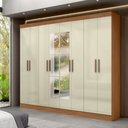 Ver imagem 1 de Guarda-roupa Paris 8 Portas 4 Gavetas com Espelho Cinamomo/off White - Maxel