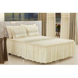 Colcha Casal Queen Florida 05 Peças Bordada Tabaco - Creme - 1