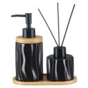 Ver imagem 1 de Kit Lavabo Banheiro Bambu Aromatizador Saboneteira Líquida 375
