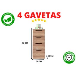 Kit Mesa + Gaveteiro 4 Gavetas Moderno AJL Linha Industrial - 6