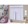 Cortina Quarto Juvenil Buque 2,00x1,70 Ilhós Seda Bordado - Lilás - 1