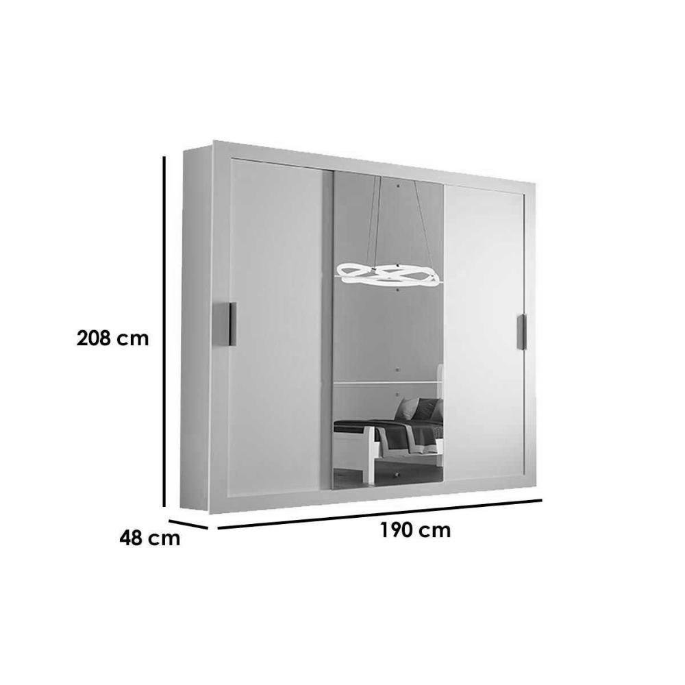 Guarda Roupa Casal Veneza Luxo 3 Portas de Correr e 4 Gavetas C/ Pés Branco - Rufato - 6