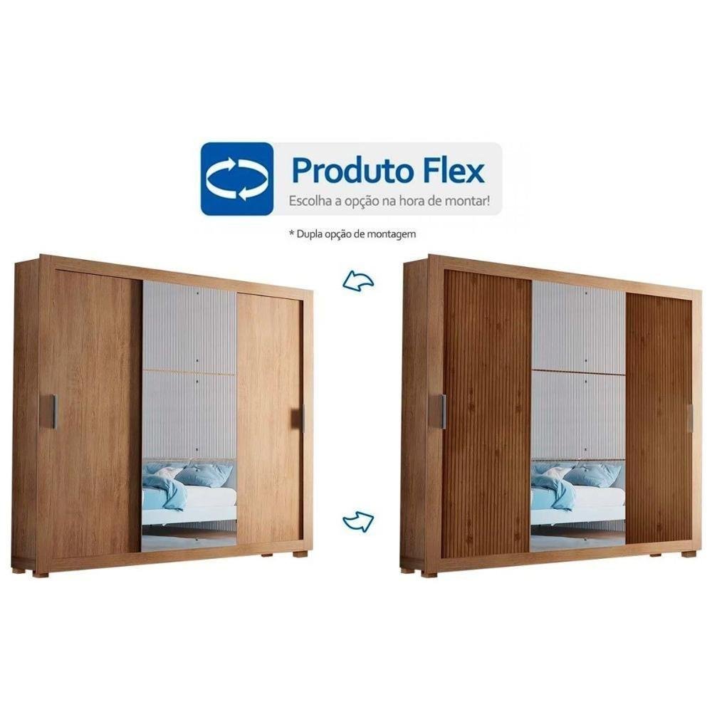 Guarda Roupa Casal Veneza Luxo 3 Portas de Correr e 4 Gavetas C/ Pés Branco - Rufato - 5