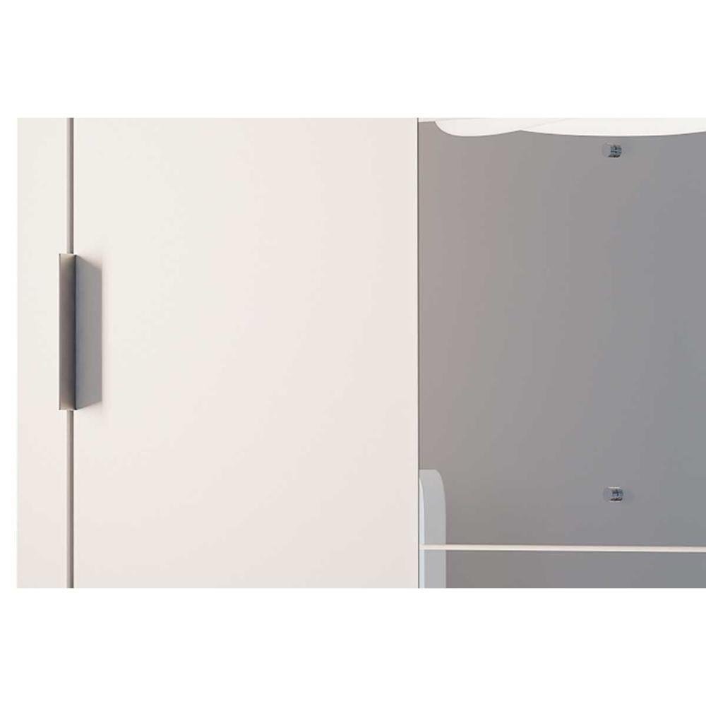 Guarda Roupa Casal Veneza Luxo 3 Portas de Correr e 4 Gavetas C/ Pés Branco - Rufato - 8