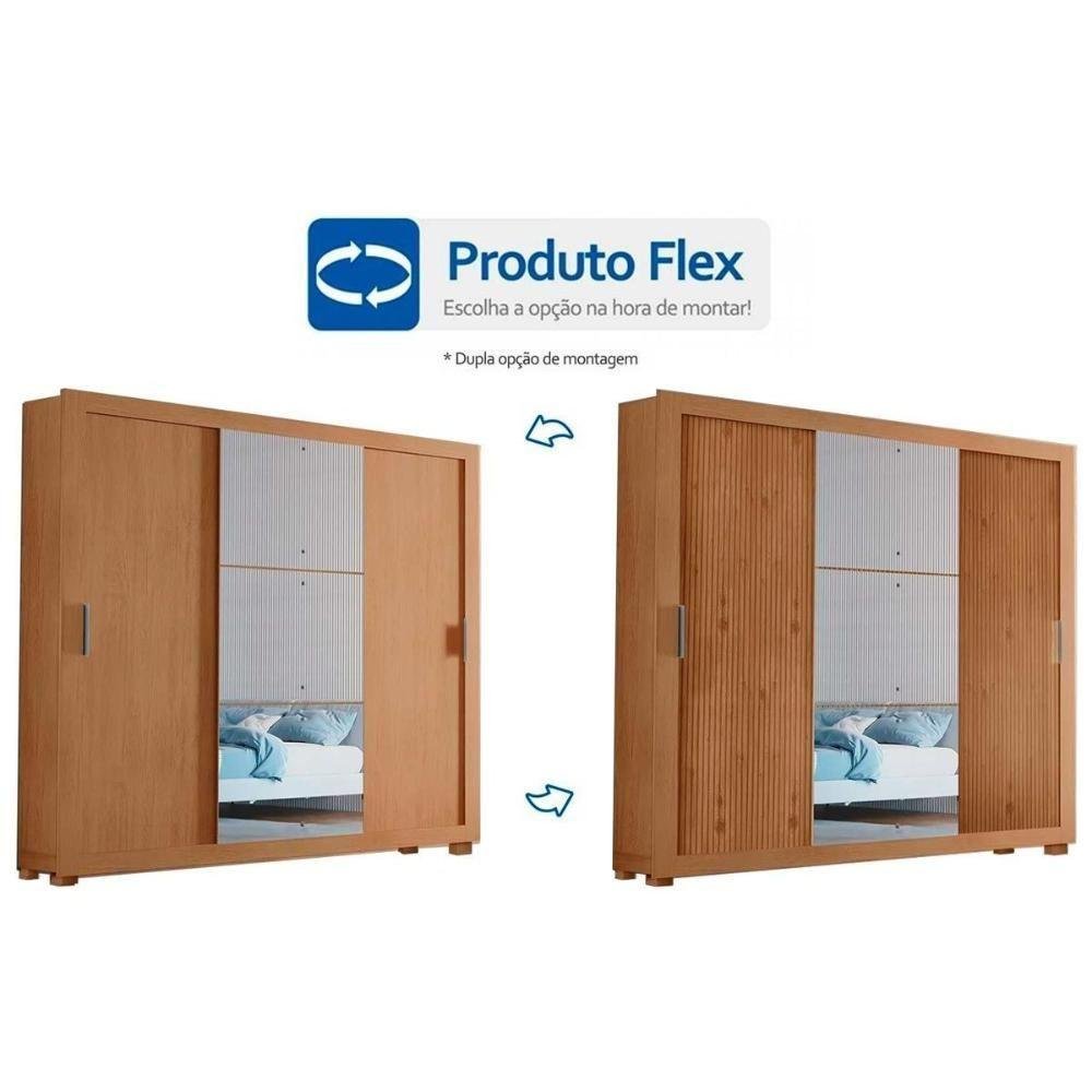 Guarda Roupa Casal Veneza Luxo 3 Portas de Correr e 4 Gavetas C/ Pés Branco - Rufato - 2