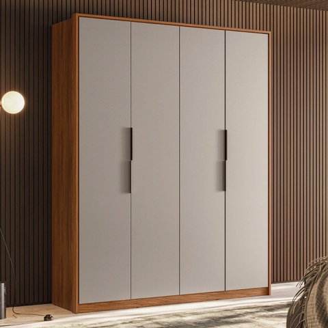 Guarda Roupa Attore 4 Portas 190m com Cabideiro - Nogueira Touch/ Nude Prime Tx Demóbile