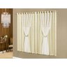 Cortina Sala Jasmini 4,00x2,70 Renda Cetim com Pedraria - Creme - 1
