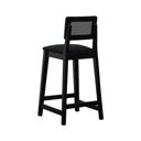 Ver imagem 3 de Banqueta Gabi Madeira Maciça Encosto C- Telinha C- 68cm Altura - Preto Assento Estofado Linho Preto
