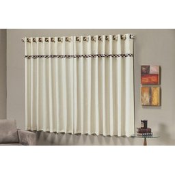 Cortina Juvenil Thierry 2,00x1,70 Tecido Oxford Ilhós - Creme - 1