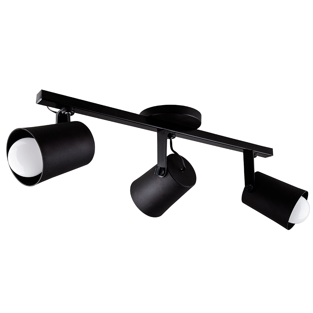 Luminária de Teto Spot Trilho Direcionável Fokus 3 Lâmpadas E27 Moderno Bivolt Preto - 1