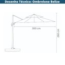 Ver imagem 6 de Ombrelone Lateral com Base 150 Lt Hdpe Belize Rivatti 300 Cm (larg) Aluminio Capa Poliéster Fendi