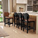Ver imagem 2 de Kit 04 Banquetas Baixa Bar Cozinha E Sala De Jantar Fixa Betta Preto Couríssimo Marrom - Lyam Decor
