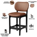 Ver imagem 4 de Kit 04 Banquetas Baixa Bar Cozinha E Sala De Jantar Fixa Betta Preto Couríssimo Marrom - Lyam Decor