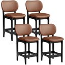 Ver imagem 1 de Kit 04 Banquetas Baixa Bar Cozinha E Sala De Jantar Fixa Betta Preto Couríssimo Marrom - Lyam Decor