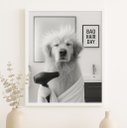 Ver imagem 1 de Quadro Banheiro Golden Retriever - Bad Day Hair 45x34cm - com Vidro:moldura Branca