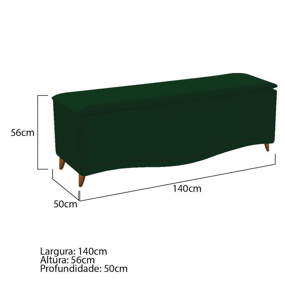 Calçadeira Estofada Yasmim 140cm Casal Suede Verde - 2