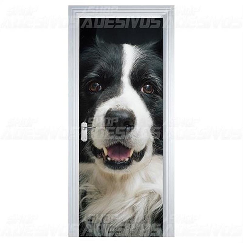 Adesivo Decorativo De Porta - Cachorro Border Collie