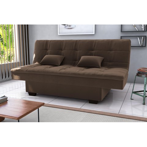 Sofá Cama Esmeralda Veludo Marrom E426 - Matrix