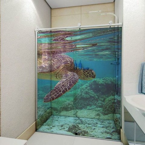 Adesivo de Box Tartaruga de Lado Colorido