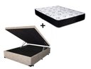 Ver imagem 1 de Cama Box Baú Casal Conforto Suede Bege + Colchão Casal Conforto Espuma D33 Com EPS 30x138x188