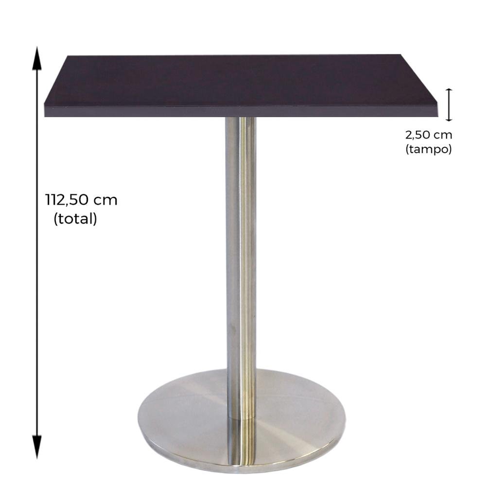 Mesa de Jantar Quadrada 80 cm Tampo Preto em MDP Base Beta Bistrô - 4