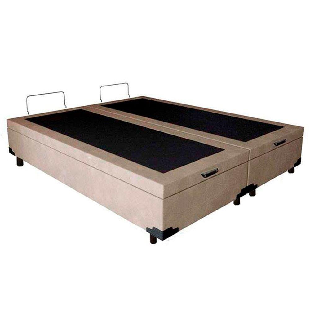 Cama Box Baú Casal Bipartido Suede Sereneprime Bege 138x188x44 - 2