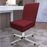 Kit 06 Cadeira Ana de Jantar Giratória Metal com Rodízio Suede Vinho e Corino Vermelho - Dominic Dec - 2