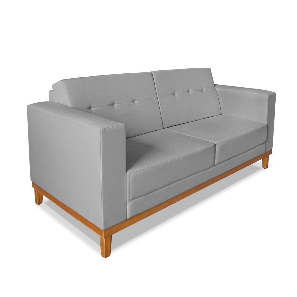 Sofa Beny 1.80 Linho Cinza Soft Encosto Inclinado Madeira Prima - 2