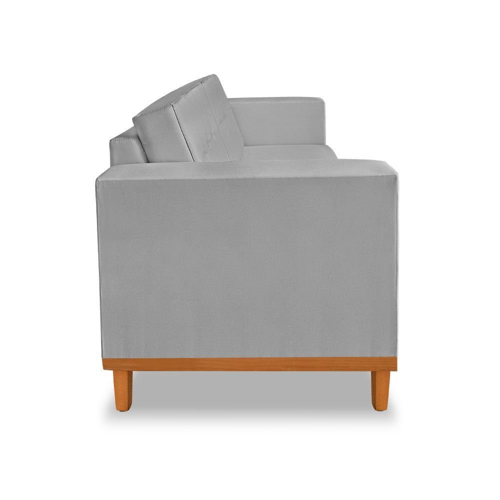 Sofa Beny 1.80 Linho Cinza Soft Encosto Inclinado Madeira Prima - 4