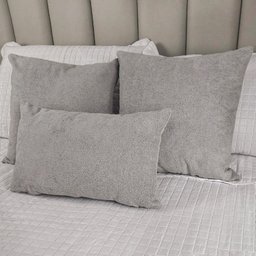 Kit 3 Capas para Almofada em Bouclé Quadradas e Retangular Várias Cores Cor:cinza Claro - 2