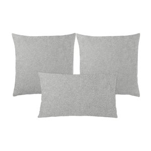 Kit 3 Capas para Almofada em Bouclé Quadradas e Retangular Várias Cores Cor:cinza Claro