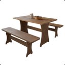 Ver imagem 4 de Kit Conjunto Mesa Rústica com 2 Bancos França 1,20m Rústico