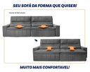 Ver imagem 5 de Sofá Retrátil Reclinável Supremo 2,10m Suede Velut Cinza Molas no Assento - King House