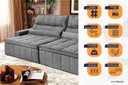 Ver imagem 3 de Sofá Retrátil Reclinável Supremo 2,10m Suede Velut Cinza Molas no Assento - King House