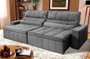 Ver imagem 1 de Sofá Retrátil Reclinável Supremo 2,10m Suede Velut Cinza Molas no Assento - King House