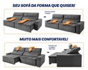 Ver imagem 4 de Sofá Retrátil Reclinável Supremo 2,10m Suede Velut Cinza Molas no Assento - King House
