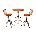 Ver imagem 3 de Mesa Bistrô 2 Banquetas Ajustável Rustica de Ferro e Madeira