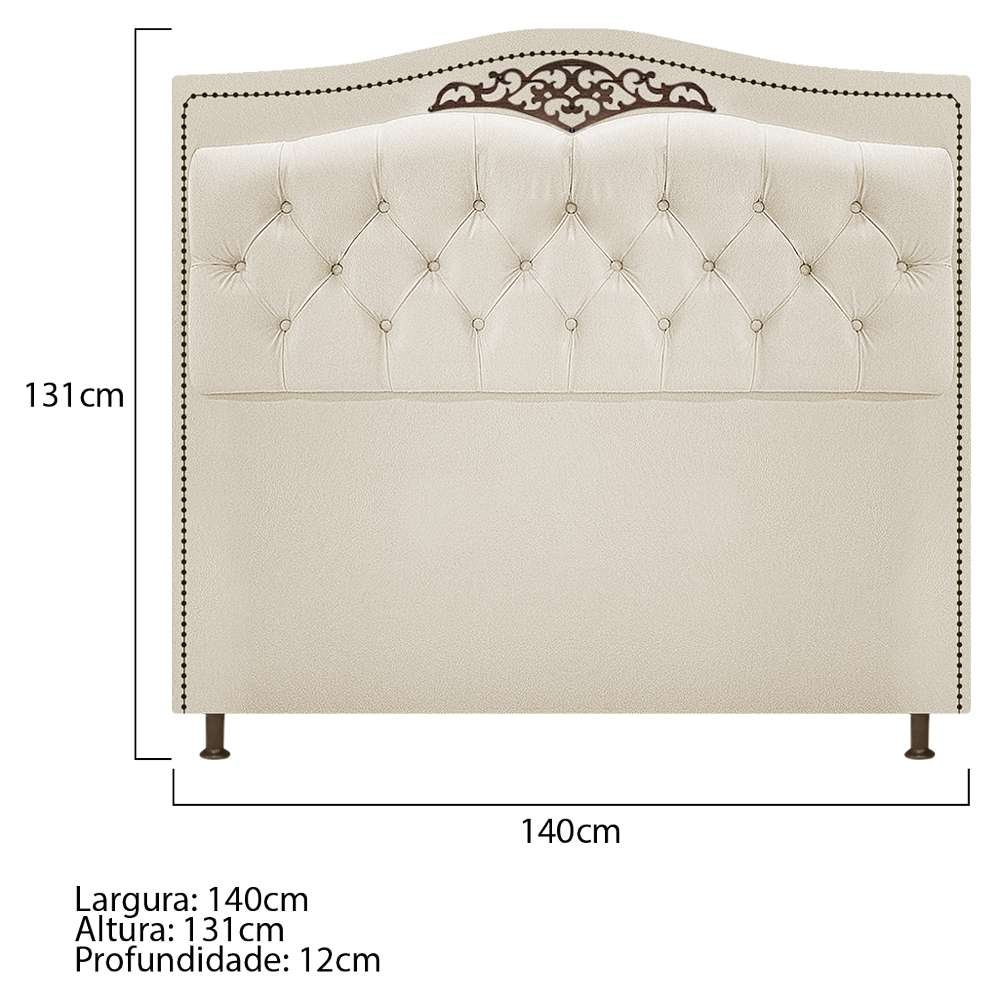 Cabeceira Estofada Yasmim 140 cm Casal Suede Bege - Amarena Móveis - 4
