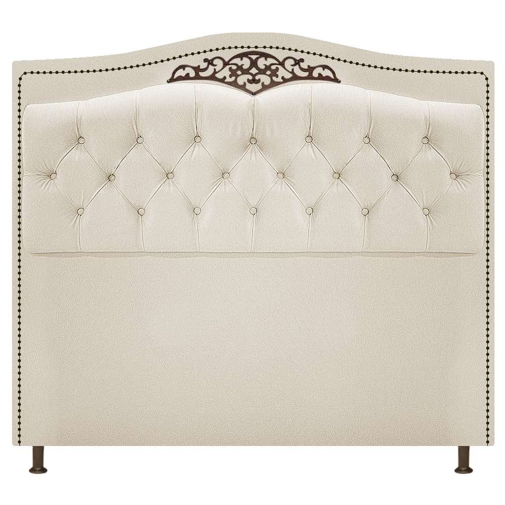 Cabeceira Estofada Yasmim 140 cm Casal Suede Bege - Amarena Móveis - 1