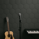 Ver imagem 1 de Kit C/ 10 Espuma Acustica Hexagonal 30x2cm Auto Extinguível Tratamento Acústico Estúdio Colmeia