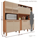 Ver imagem 3 de Cozinha Compacta em MDP 8 Portas 2 Gavetas Millena com Vidro Reflecta Yescasa Marrom/Mel/Arenas